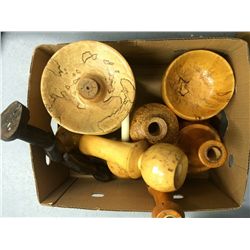 Box Lot of Hand Turned Solid Wood Lamp Bases