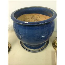 Large Blue Pottery Jardinere