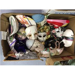 Box Lot of Porcelain and Ceramic Masks