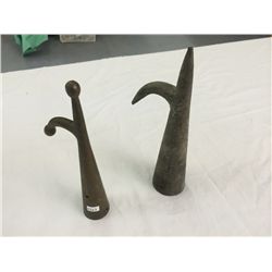 One Brass and One Metal Boat Hook