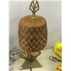 Image 1 : Vintage Metal Base Lamp With Adjustable Top and Wicker Shade
