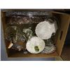 Image 1 : Box Lot of Vintage Pressed Glass & Porcelain