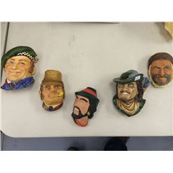 5 Assorted Chalkware Wall Figures