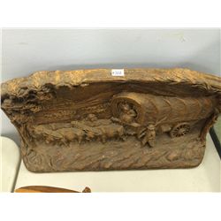 Heavy Plaque of Oxen and Wagon (9.25" X 17")