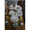 Image 1 : 7 Fine China Tea Cups & Saucers w/Salt & Pepper Shakers - 7 times the Money