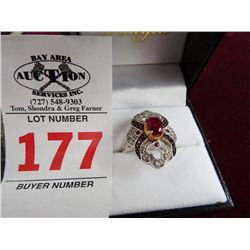 Large Ruby Estate Ring - Band Marked .925