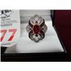 Image 3 : Large Ruby Estate Ring - Band Marked .925