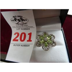 Peridot Diamond Dinner Ring - Marked .925