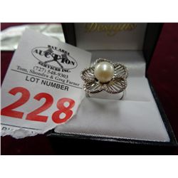 Large Pearl & Diamond Cocktail Ring