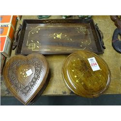 Wood Tray & Heart Shaped Box