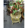 Image 1 : Wicker Side Table w/Silk Floral