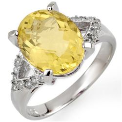 Genuine 5.2 ctw Lemon Topaz & Diamond Ring Jewelry 10K Gold