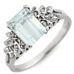 Genuine 2.12 ctw Aquamarine & Diamond Ring Jewelry 10k Gold