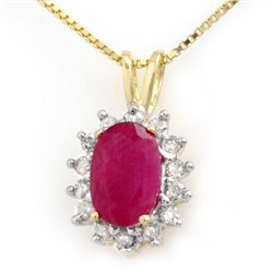 Genuine 1.90 ctw Ruby & Diamond Pendant Jewelry Yellow Gold