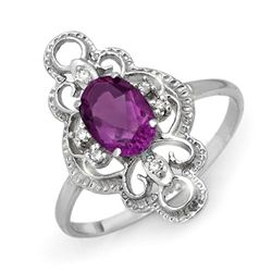 Genuine 0.80ctw Amethyst & Diamond Ring Jewelry 10K White Gold