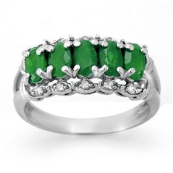 Genuine 1.75 ctw Emerald & Diamond Ring Jewelry 10K White Gold