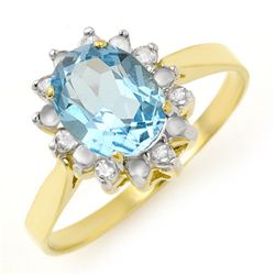 Genuine 1.69 ctw Blue Topaz & Diamond Ring Jewelry 10K Gold