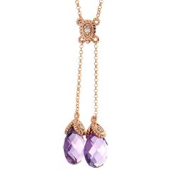 14K Rose Gold Jewelry 4.60ctw Amethyst & Diamond Necklace