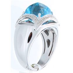 14K White Gold Jewelry 8.07ctw Topaz & Diamond Ring