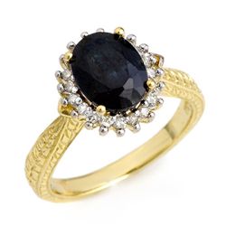 Genuine 3.15ctw Sapphire & Diamond Ring Jewelry 10K Yellow Gold