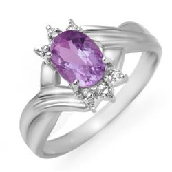 Genuine 0.79ctw Amethyst & Diamond Ring Jewelry 10K White Gold