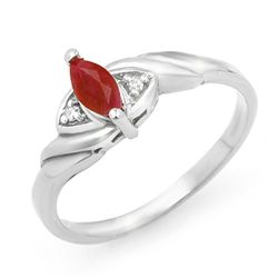 Genuine 0.26 ctw Ruby & Diamond Ring Jewelry 10K White Gold