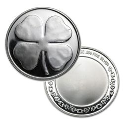 BU Four-Leaf Clover Round 1 oz .999 Fine Silver