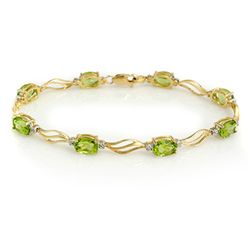 Genuine 7.02 ctw Peridot & Diamond Bracelet Jewelry Yellow Gold