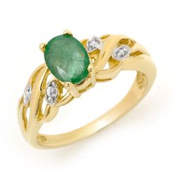 Genuine 0.82 ctw Emerald & Diamond Ring Jewelry 10K Yellow Gold