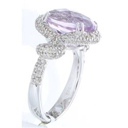 14K White Gold Jewelry 5.87ctw Pink Amethyst & Diamond Ring