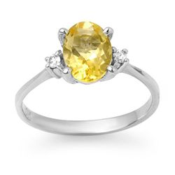 Genuine 1.58 ctw Citrine & Diamond Ring Jewelry 10K White Gold