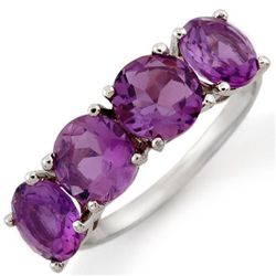 Genuine 3.66 ctw Amethyst Ring Jewelry 10K White Gold