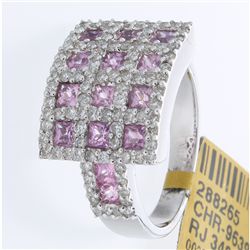 18K White Gold Jewelry 2.21ctw Pink Sapphire & Diamond Ring