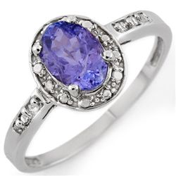 Genuine 1.10ctw Tanzanite & Diamond Ring Jewelry 10K White Gold