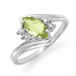 Genuine 0.48 ctw Peridot & Diamond Ring Jewelry 10K White Gold