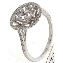 14K White Gold Jewelry 0.37ctw Diamond Semi-mount Ring