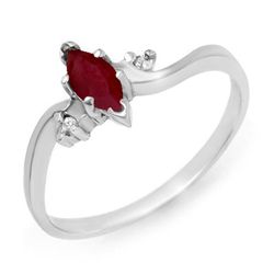 Genuine 0.42 ctw Ruby & Diamond Ring Jewelry 10K White Gold