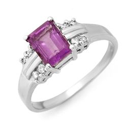 Genuine 1.41 ctw Amethyst & Diamond Ring Jewelry 10K White Gold