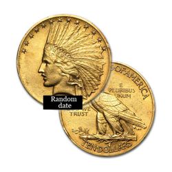 $10 Indian Gold Coin - Eagle - 1907 to 1933 - Random date