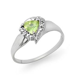 Genuine 0.48 ctw Peridot & Diamond Ring Jewelry 10K White Gold