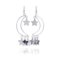 Silver Wire Earrings .925 Ladies Sterling Jewelry dse00072