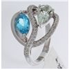 Image 1 : 14K White Gold Jewelry 2.27ctw Green Amethyst, Topaz & Diamond Ring