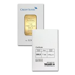 1oz Credit Suisse Gold Bar .9999 Fine Gold in Assay