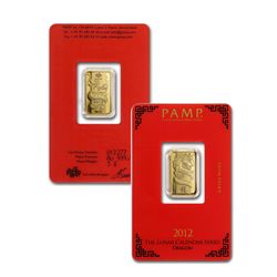 5 gram Pamp Suisse Year of the Dragon .9999 Fine Gold in Assay