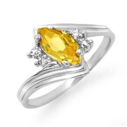 Genuine 0.48 ctw Citrine & Diamond Ring Jewelry 10K White Gold