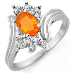 Genuine 0.65ctw Fire Opal & Diamond Ring Jewelry 10K White Gold