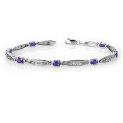 Genuine 1.82ctw Tanzanite & Diamond Bracelet Jewelry White Gold