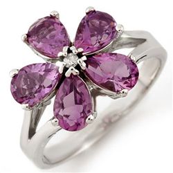 Genuine 2.52ctw Amethyst & Diamond Ring Jewelry 10K White Gold