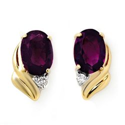 Genuine 1.03ctw Amethyst & Diamond Earrings Jewelry Yellow Gold