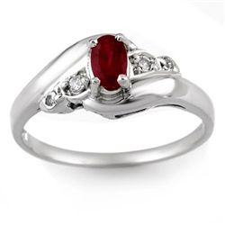 Genuine 0.49 ctw Ruby & Diamond Ring Jewelry 10K White Gold